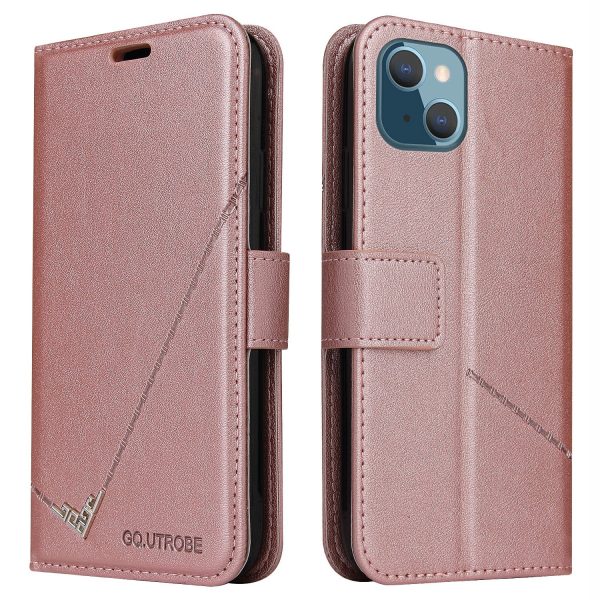 GQ.UTROBE For iPhone 14 Plus Wallet Stand PU Leather Case Rectangular Metal Decor Cell Phone Cover For Cheap