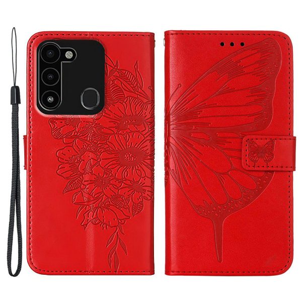 YB Imprinting Series-4 for Tecno Spark Go 2022 Butterfly Flower Imprinted Phone Case Stand Flip Leather Wallet  Cover For Sale