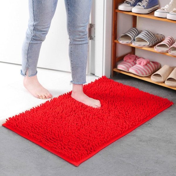 Chenille Floor Mat 50x80cm Soft Bath Rug Absorbent Non-Slip Bathroom Rug Machine Washable Bathroom Fluffy Carpet Online