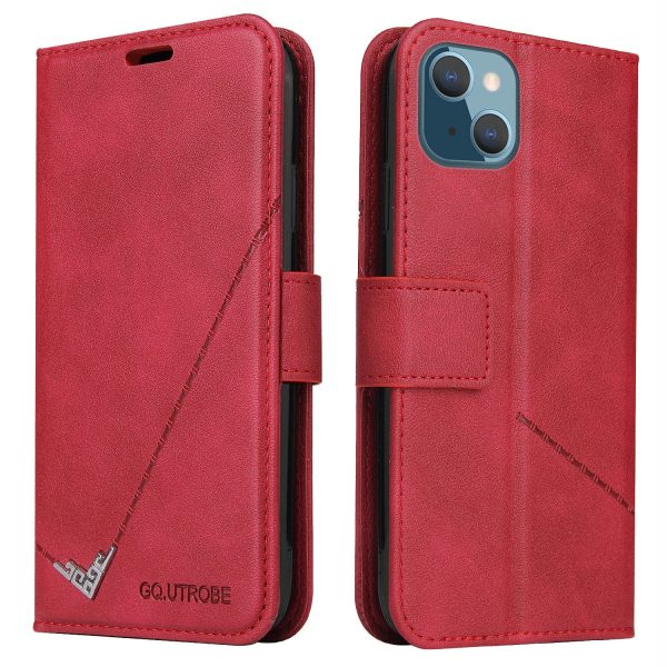 GQ.UTROBE For iPhone 14 Plus Wallet Stand PU Leather Case Rectangular Metal Decor Cell Phone Cover For Cheap