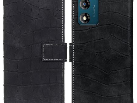 Anti-drop Smartphone Case For Motorola Moto E13 4G , Flip Leather Wallet Stand Crocodile Texture Phone Cover Online Sale