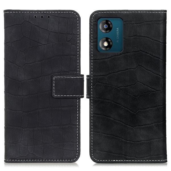 Anti-drop Smartphone Case For Motorola Moto E13 4G , Flip Leather Wallet Stand Crocodile Texture Phone Cover Online Sale