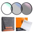 K&F CONCEPT 3Pcs   Set MCUV+CPL+ND4 Lens Filter Kit for Nikon Canon Sony SLR Camera Lenses Slim Filter with Filter Bag and Cleaning Cloth Fashion