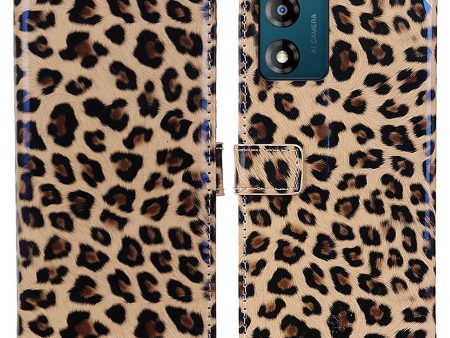 For Motorola Moto E13 4G Leopard Pattern Flip Leather Wallet Case with Stand Drop-proof Protective Folio Flip Phone Cover Hot on Sale