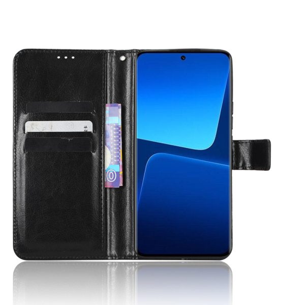 Magnetic Crazy Horse Texture Phone Case For Xiaomi 13 5G, Wallet Stand PU Leather Anti-drop Full Protection Mobile Phone Cover with Strap Online now