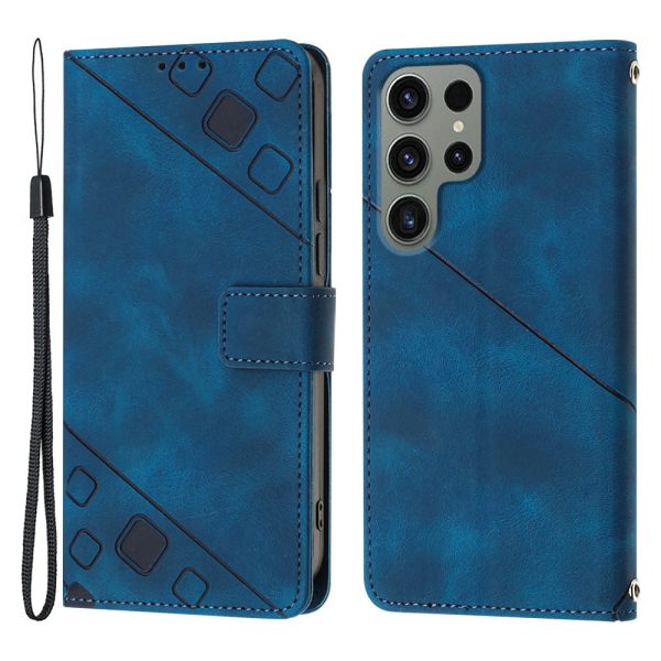 PT005 YB Imprinting Series-6 PU Leather Phone Case for Samsung Galaxy S23 Ultra , Flip Folio Stand Wallet Cover Online