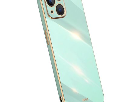 XINLI For iPhone 14 Plus Electroplating Golden Edge Phone Cover Flexible TPU Anti-scratch Case Fashion