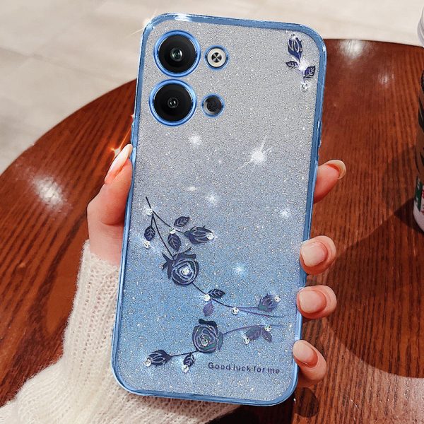 For Oppo Reno9 Pro 5G Glitter Powder Rhinestone Design Mobile Phone Case Flower Pattern Decor Flexible TPU Cell Phone Cover Sale