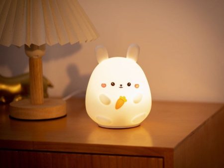 Cute Silicone Rabbit Night Light USB Rechargeable 1200mAh LED Soft Touch Pat Bedside Lamp Nursery Rabbit Light Online Sale