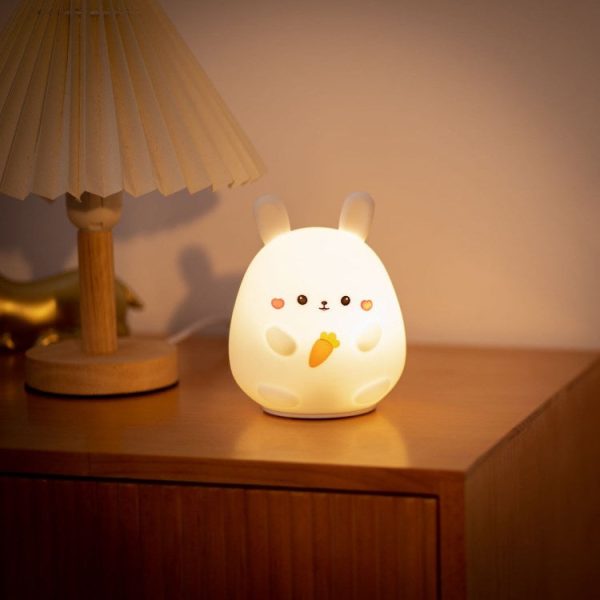 Cute Silicone Rabbit Night Light USB Rechargeable 1200mAh LED Soft Touch Pat Bedside Lamp Nursery Rabbit Light Online Sale