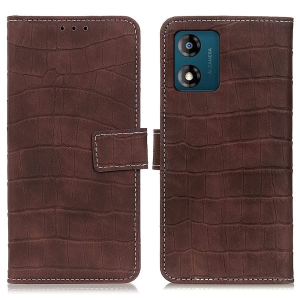 Anti-drop Smartphone Case For Motorola Moto E13 4G , Flip Leather Wallet Stand Crocodile Texture Phone Cover Online Sale