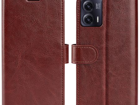 Anti-drop Leather Phone Case For Motorola Moto G73 5G , Crazy Horse Texture Flip Stand Wallet Mobile Phone Cover Online Hot Sale