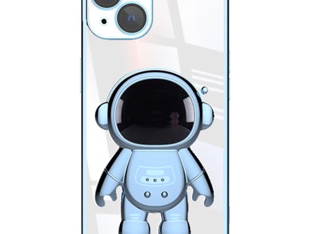 For iPhone 14 Plus Astronaut Shaped Kickstand Phone Case Electroplating Phone Cover with Lens Film For Discount