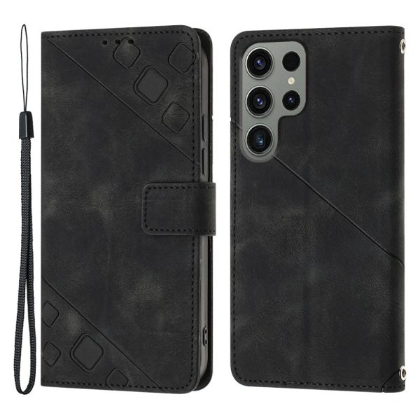 PT005 YB Imprinting Series-6 PU Leather Phone Case for Samsung Galaxy S23 Ultra , Flip Folio Stand Wallet Cover Online