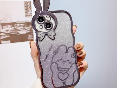 Rabbit Design TPU Case for iPhone 14 Plus Anti-Drop Electroplating Phone Cover Gradient Glitter Protective Case Fashion