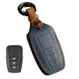 B038 Crazy Horse Cowhide Leather Sleeve 3-Button Car Key Remote Cover Protector Case for Toyota Corolla RAV4 Camry For Sale