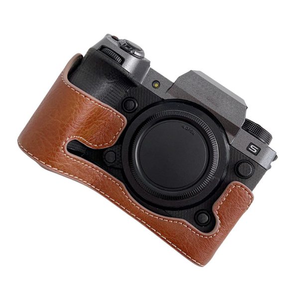 For Fujifilm X-H2s   X-H2 Buffalo Texture PU Leather Camera Bottom Case Half Body Protective Cover with Battery Opening Supply