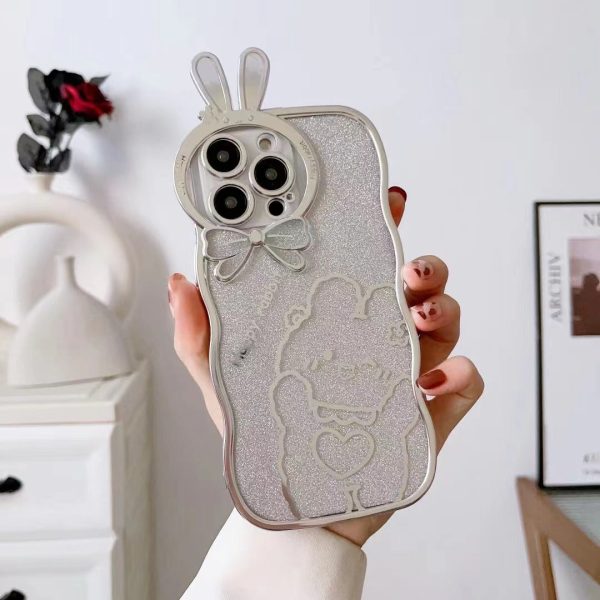 For iPhone 14 Pro Rabbit Design Electroplating Phone Case Glitter Anti-drop Soft TPU Mobile Phone Cover Fashion