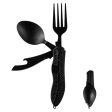 4-in-1 Camping Utensil Portable Foldable Spoon Fork Knife Bottle Opener Outdoor Combo Set Sale