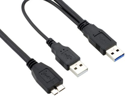 0.5m USB 3.0 Dual USB-A Male to Micro-B Y Cable Power Supply Cord for External Hard Drive For Cheap