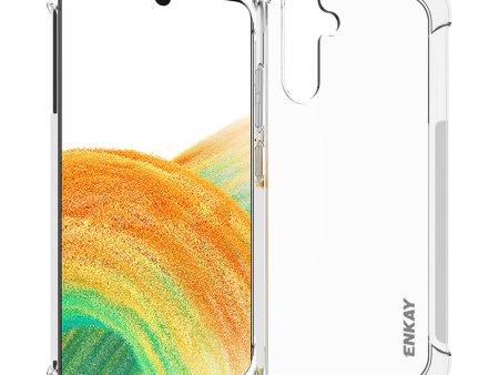 ENKAY HAT PRINCE For Samsung Galaxy A34 5G Transparent Phone Case with Anti-slip Strip Edge Clear TPU Shockproof Mobile Phone Cover For Cheap