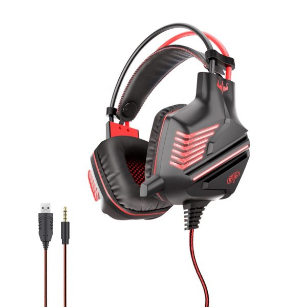 OVLENG GT61 Over-ear Lighting Gaming Headset HiFi Sound 3.5mm AUX+USB Cable Wired Headphone with Noise Reduction Microphone Online