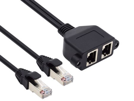 UT-018 0.5m Dual Ports RJ45 UTP Cat6 Male to Female LAN Ethernet Network Extension Cable with Panel Mount Holes Cheap