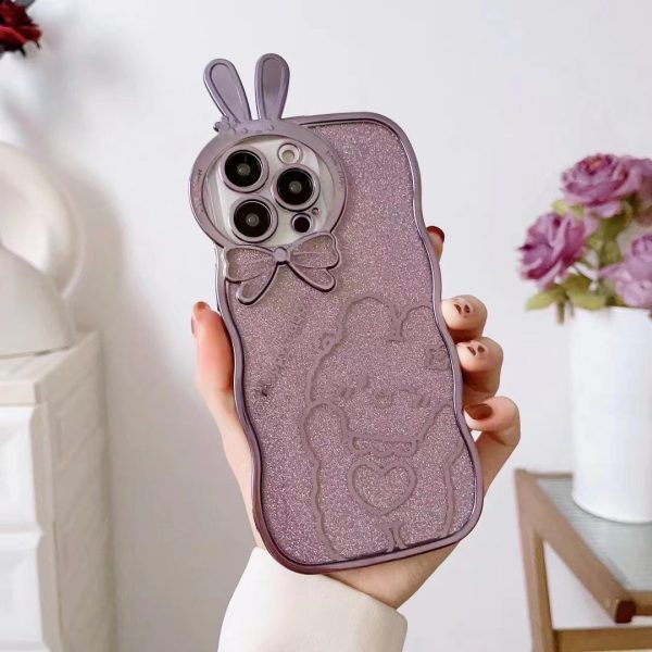 For iPhone 14 Pro Rabbit Design Electroplating Phone Case Glitter Anti-drop Soft TPU Mobile Phone Cover Fashion