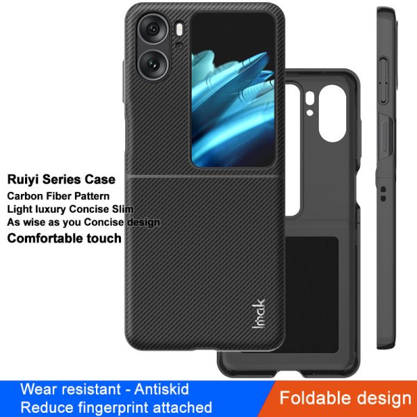 IMAK Ruiyi Series for Oppo Find N2 Flip 5G Protective Phone Case Carbon Fiber Texture PU Leather Coated PC Anti-scratch Mobile Phone Cover For Discount