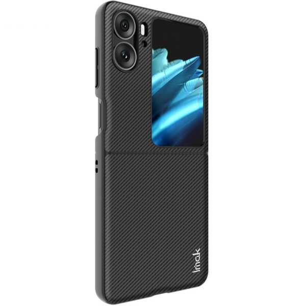 IMAK Ruiyi Series for Oppo Find N2 Flip 5G Protective Phone Case Carbon Fiber Texture PU Leather Coated PC Anti-scratch Mobile Phone Cover For Discount