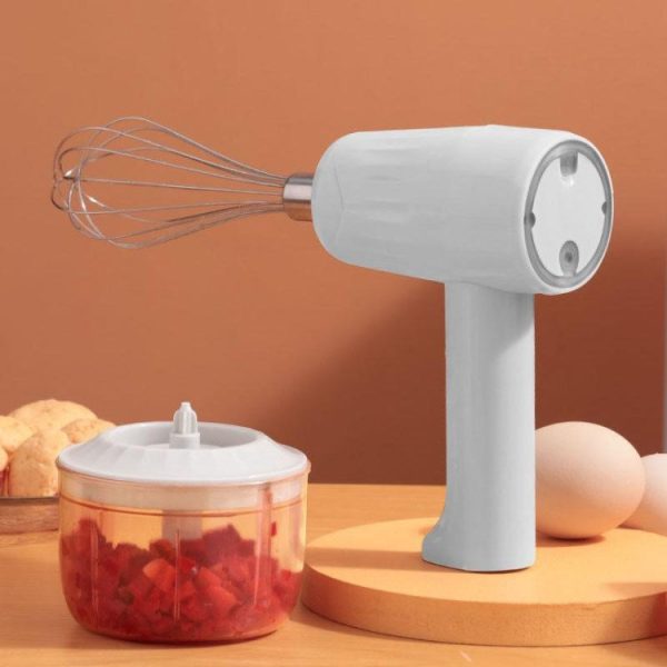 2-in-1 Hand Mixer Electric Garlic Chopper Egg Beater Cordless Rechargeable Cordless Handheld Food Processor with 250ML Bowl Container (BPA-Free, NO FDA Certification) Online