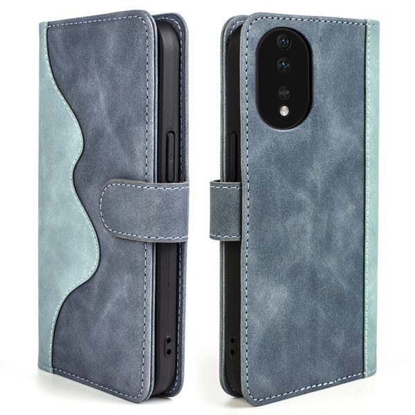 Mobile Phone Cover for Honor 80 5G, Overall Coverage PU Leather Magnetic Clasp Bi-color Design Stand Wallet Cell Phone Case Cheap