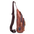 BULLCAPTAIN 129 Top-Layer Cowhide Leather Outdoor Chest Bag Crossbody Sling Bag Casual Daypack For Discount