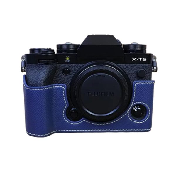 For Fujifilm X-T5 Camera PU Leather Protective Case Battery Opening Design Half Body Cover with Hand Strap Online Sale