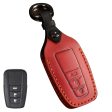 B038 Crazy Horse Cowhide Leather Sleeve 3-Button Car Key Remote Cover Protector Case for Toyota Corolla RAV4 Camry For Sale