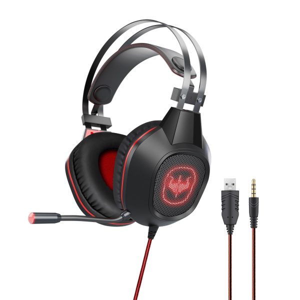 OVLENG GT64 Wired Gaming Headset Over-Ear E-sports Headset Cool Lighting USB+3.5mm Headphone with Microphone Online now