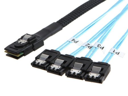 0.5m Mini SAS Cable SFF-8087 to 4 SATA3.0 7-Pin Hard Drive Data Cable Straight Plug Sale