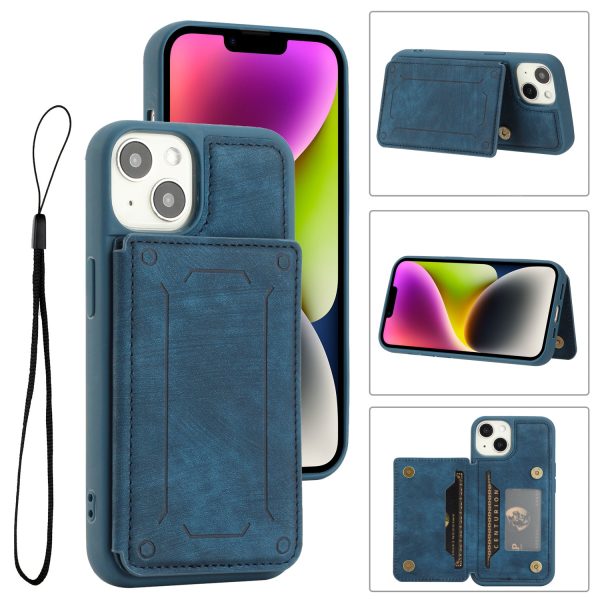 Back Shell for iPhone 14 Plus, Fall Protection PU Leather Coated TPU Phone Case Dual Card Holder Kickstand Magnetic Cover For Cheap