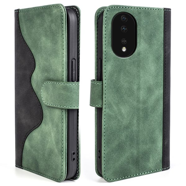 Mobile Phone Cover for Honor 80 5G, Overall Coverage PU Leather Magnetic Clasp Bi-color Design Stand Wallet Cell Phone Case Cheap