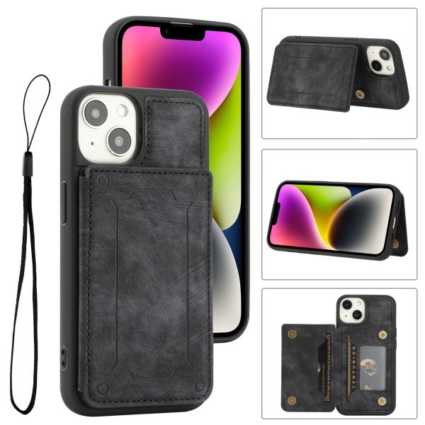 Back Shell for iPhone 14 Plus, Fall Protection PU Leather Coated TPU Phone Case Dual Card Holder Kickstand Magnetic Cover For Cheap