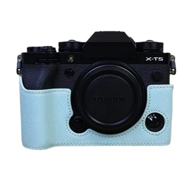 For Fujifilm X-T5 Camera PU Leather Protective Case Battery Opening Design Half Body Cover with Hand Strap Online Sale