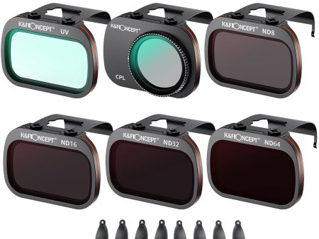 K&F CONCEPT SKU.1865 For DJI Mavic Mini 1   Mini 2   SE Multi-Coated Filter Set, 6Pcs Anti-Scratch Filters UV+CPL+ND8+ND16+ND32+ND64 HD Lens Filters with Propeller on Sale