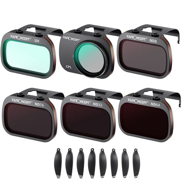 K&F CONCEPT SKU.1865 For DJI Mavic Mini 1   Mini 2   SE Multi-Coated Filter Set, 6Pcs Anti-Scratch Filters UV+CPL+ND8+ND16+ND32+ND64 HD Lens Filters with Propeller on Sale