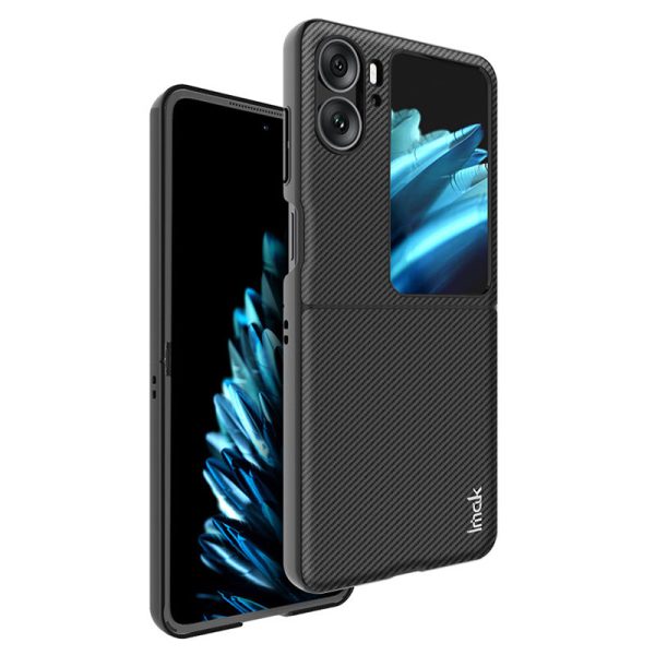 IMAK Ruiyi Series for Oppo Find N2 Flip 5G Protective Phone Case Carbon Fiber Texture PU Leather Coated PC Anti-scratch Mobile Phone Cover For Discount